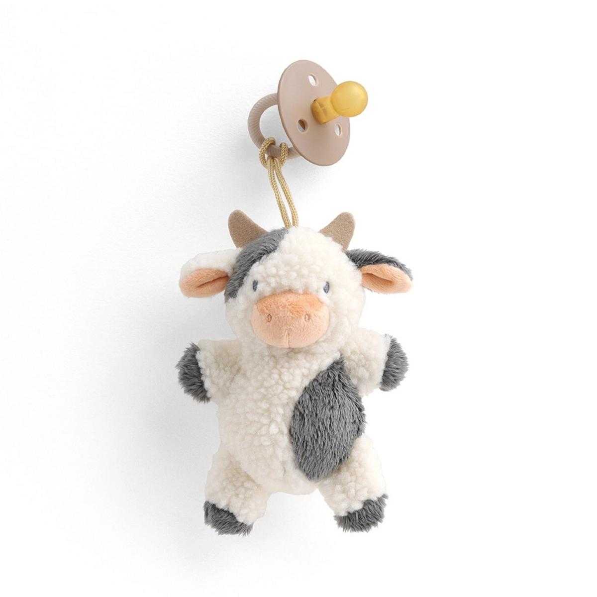 Itzy Ritzy Bitzy Pal Pacifier w/ Natural Rubber Nipple and Soft Cotton Lovey - Cow - 704901712