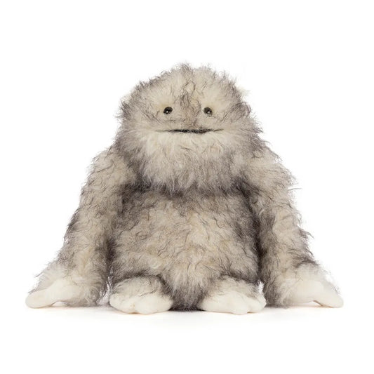 Jellycat plush yeti with shaggy cream and grey fur