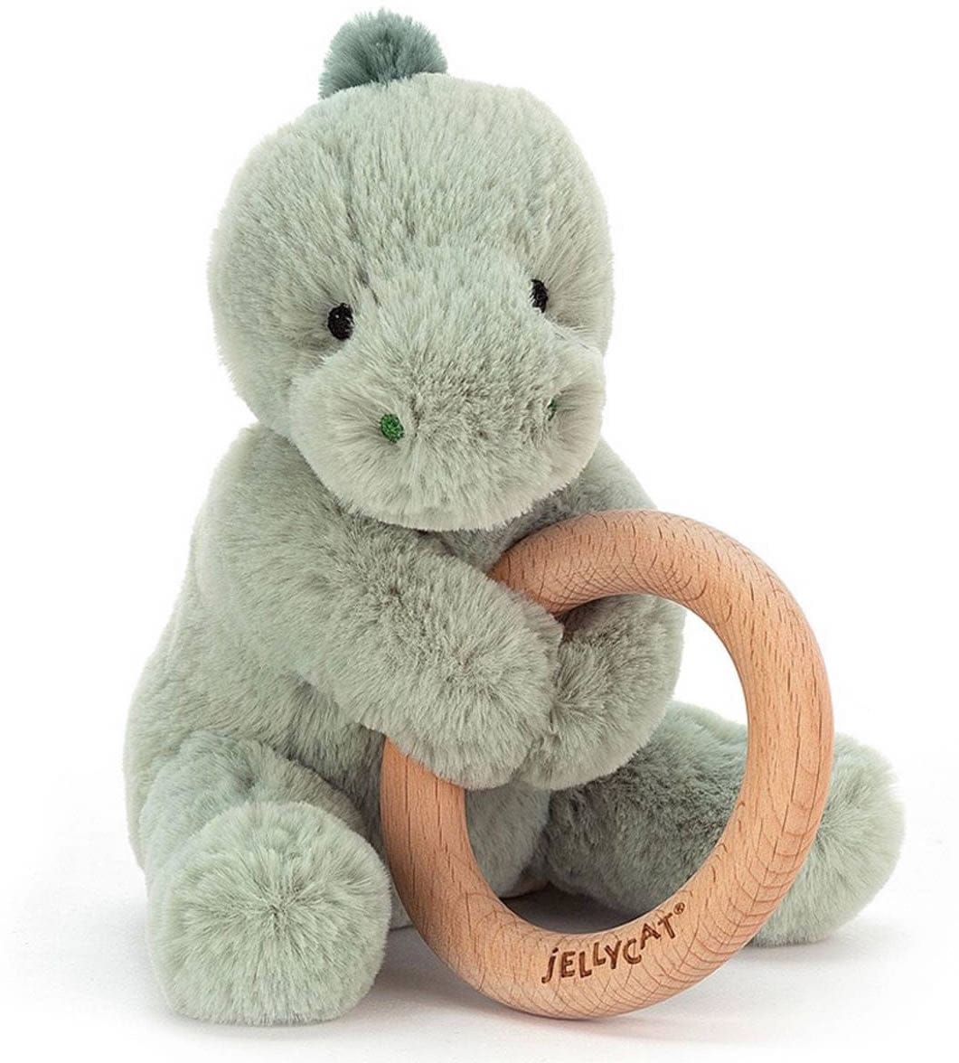 Jellycat Puffles Dino Wooden Ring Toy - PUF4WD