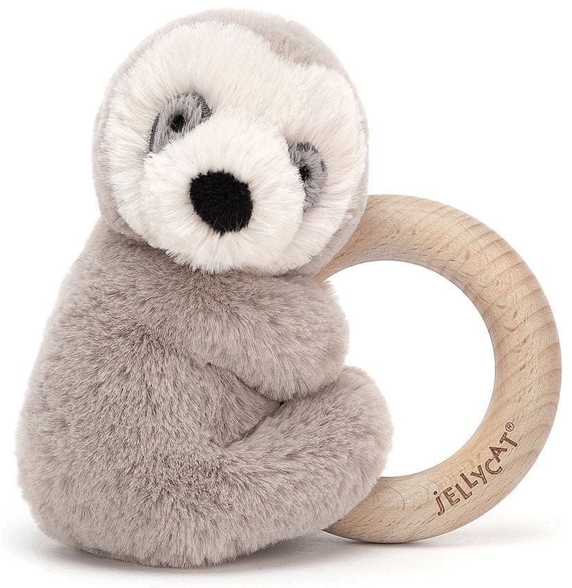 Jellycat Shooshu Sloth Wooden Ring Toy - SHO4WS