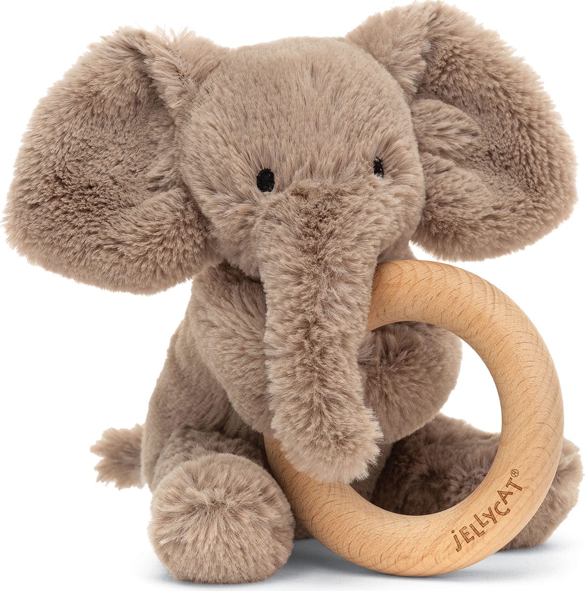 Jellycat Smudge Elephant Wooden Ring Toy - SMG4WE