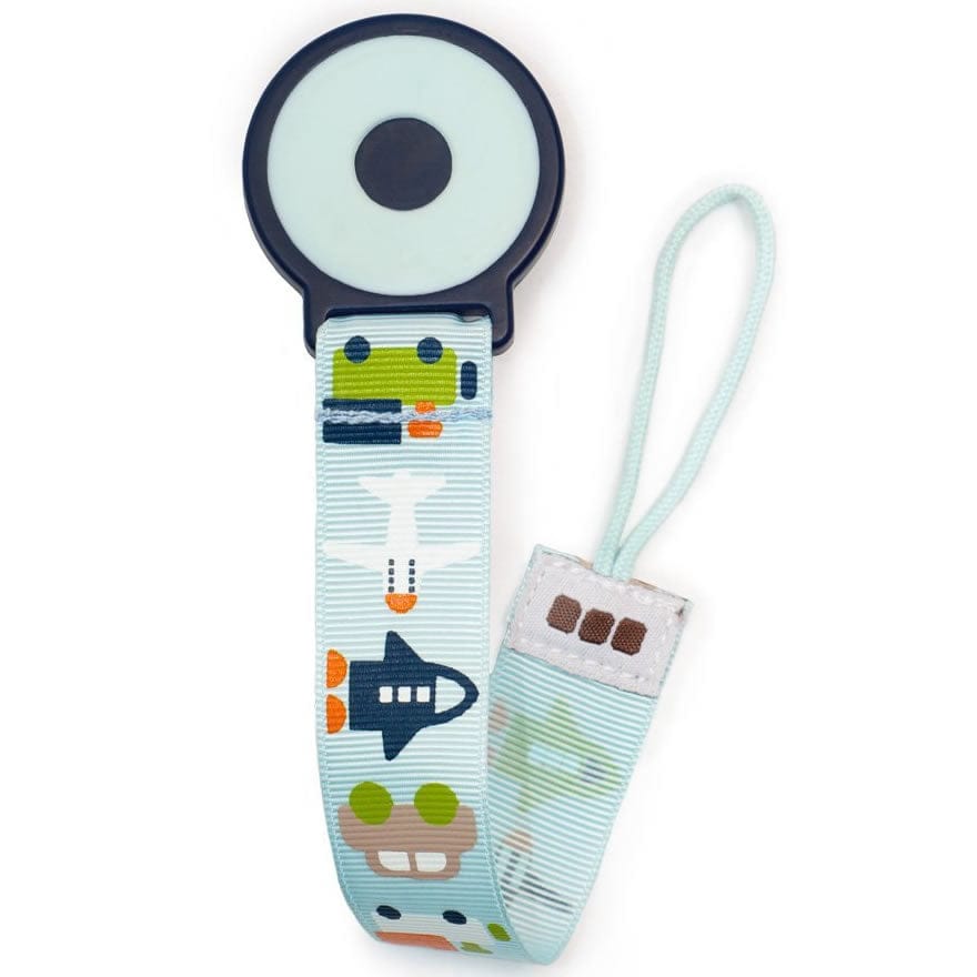 JJ Cole Pacifier Clip - White Vroom - JPCWV