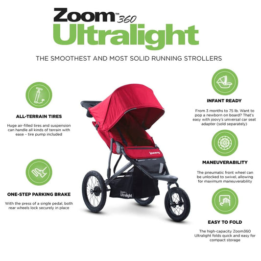 Joovy Zoom 360 Ultralight Jogging Stroller - Red - 8361-DS