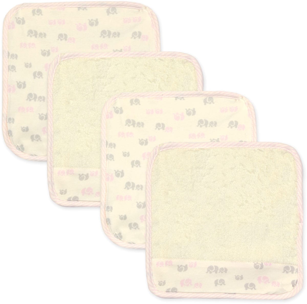 Just Born Organic Washcloths, 4-Pack - Pink Elephant - 55108413NGRLOSZ
