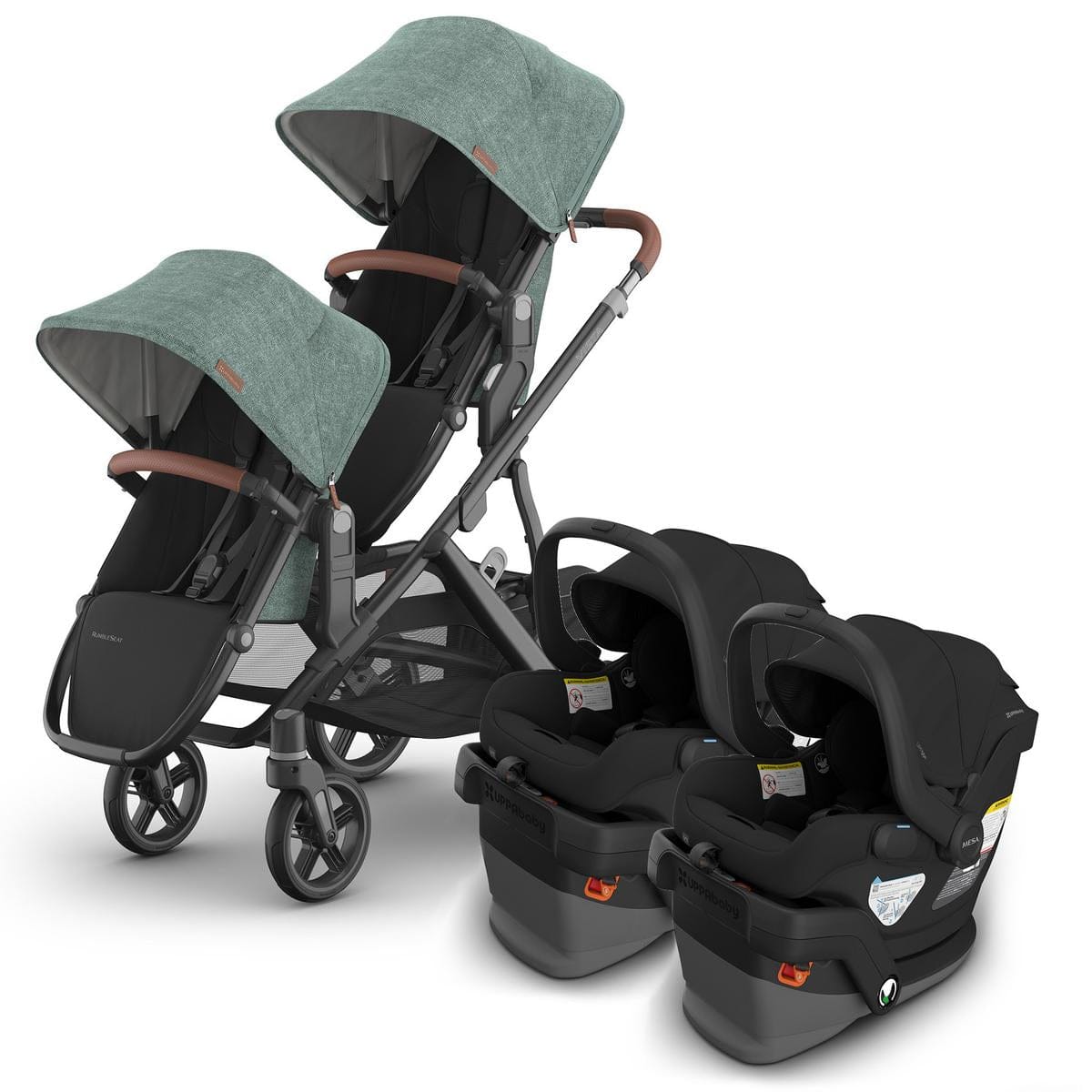 UPPAbaby Vista V3 Twin Stroller with RumbleSeat V3 + Mesa V3 Travel System Bundle - Gwen / Jake - TWIN-V3-TRVL-MESA-V3-0303-VSO-NA-GWN
