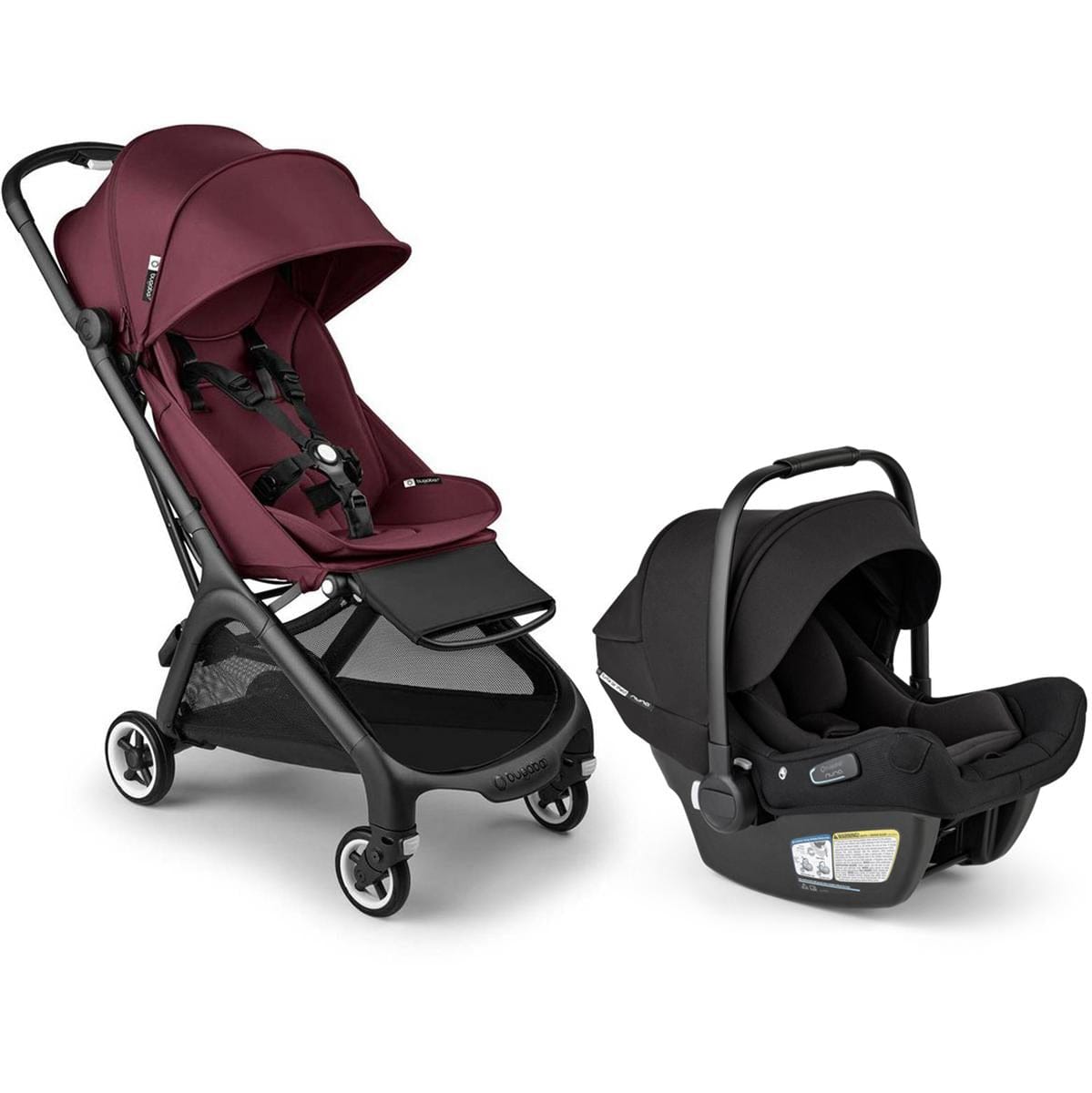 Bugaboo Butterfly 1 + Turtle Air Shield Travel System Bundle - Black / Dark Cherry / Dark Cherry / Black - 100025046-400016001-B