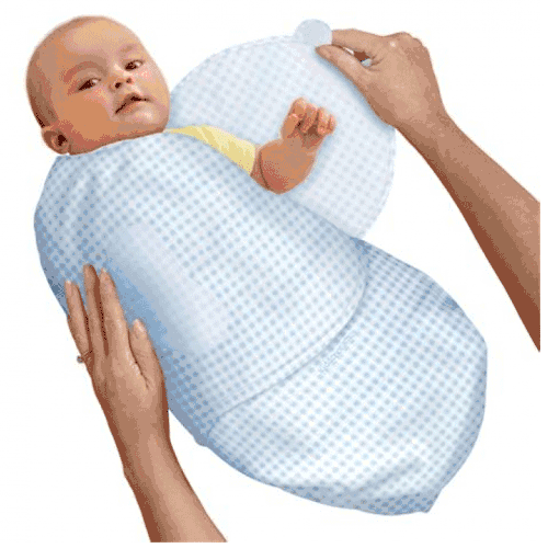 summer infant kiddopotamus Kiddopotamus SwaddleMe Flannel Adjustable Infant Wrap Blue Gingham in Small 73640