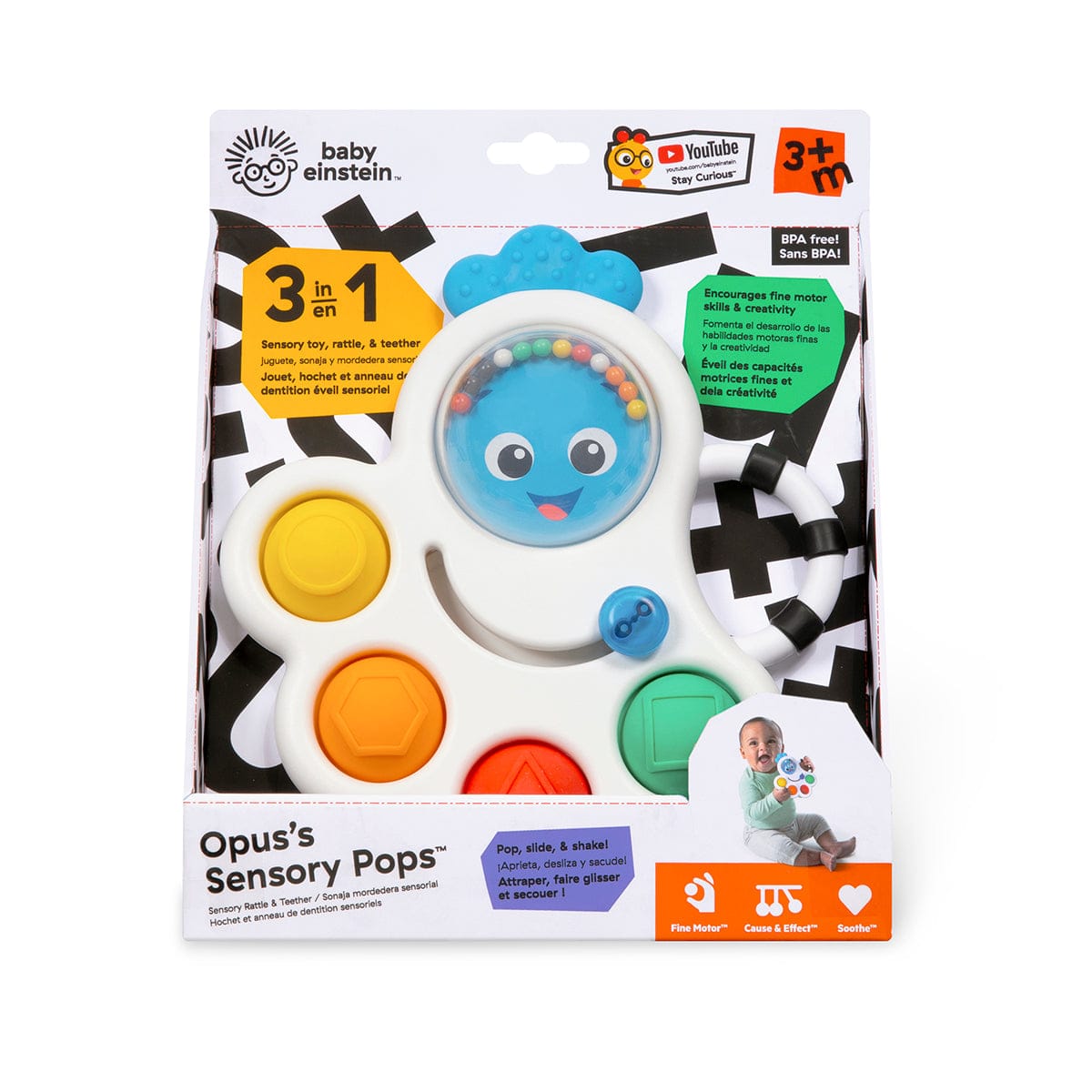 Kids2 Baby Einstein Opus's Shape Pops Sensory Rattle & Teether - 12684-000-000-06