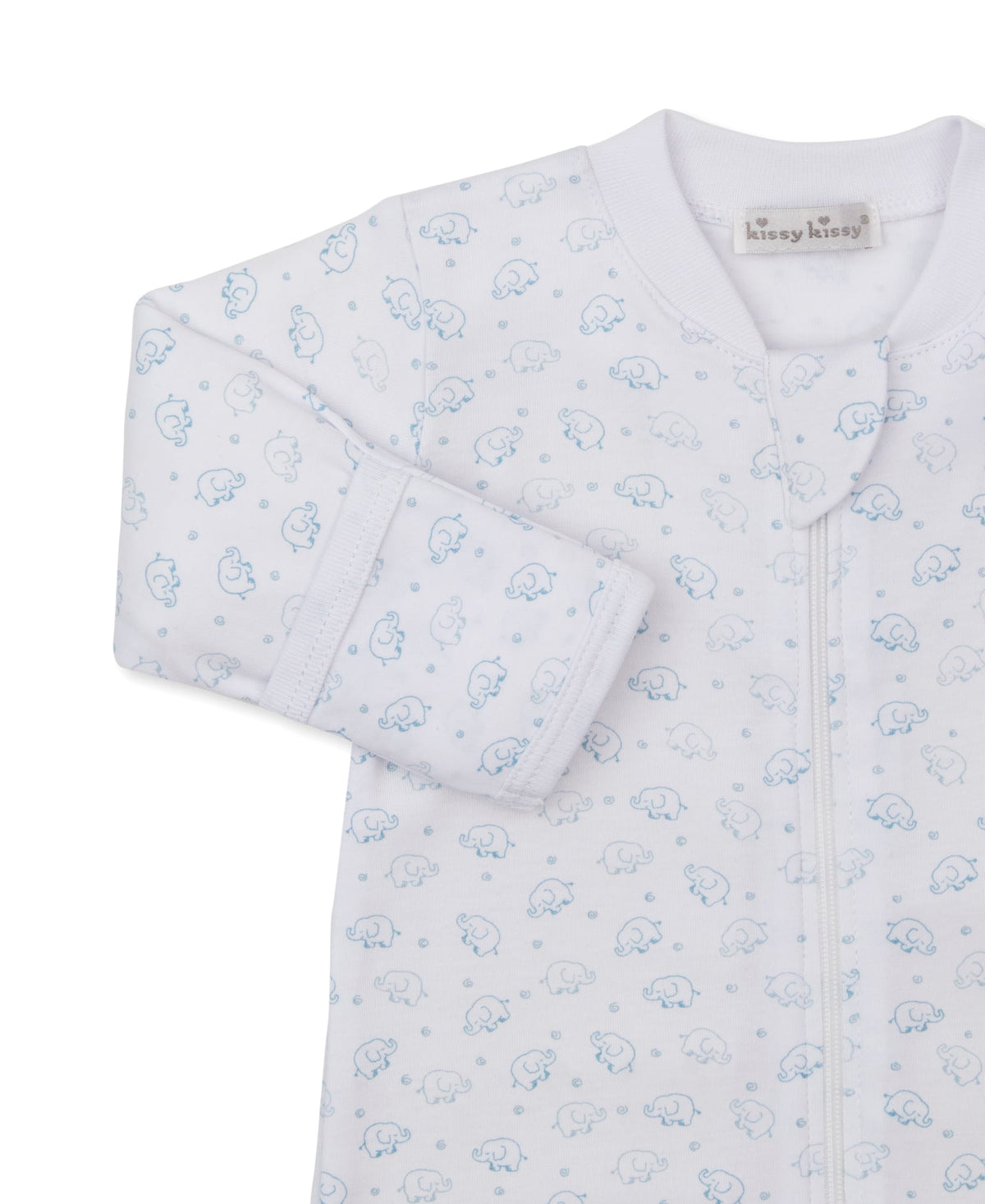 Kissy Kissy Ele-fun Print Footie w/ Zip - Light Blue, 3-6M - Image 2