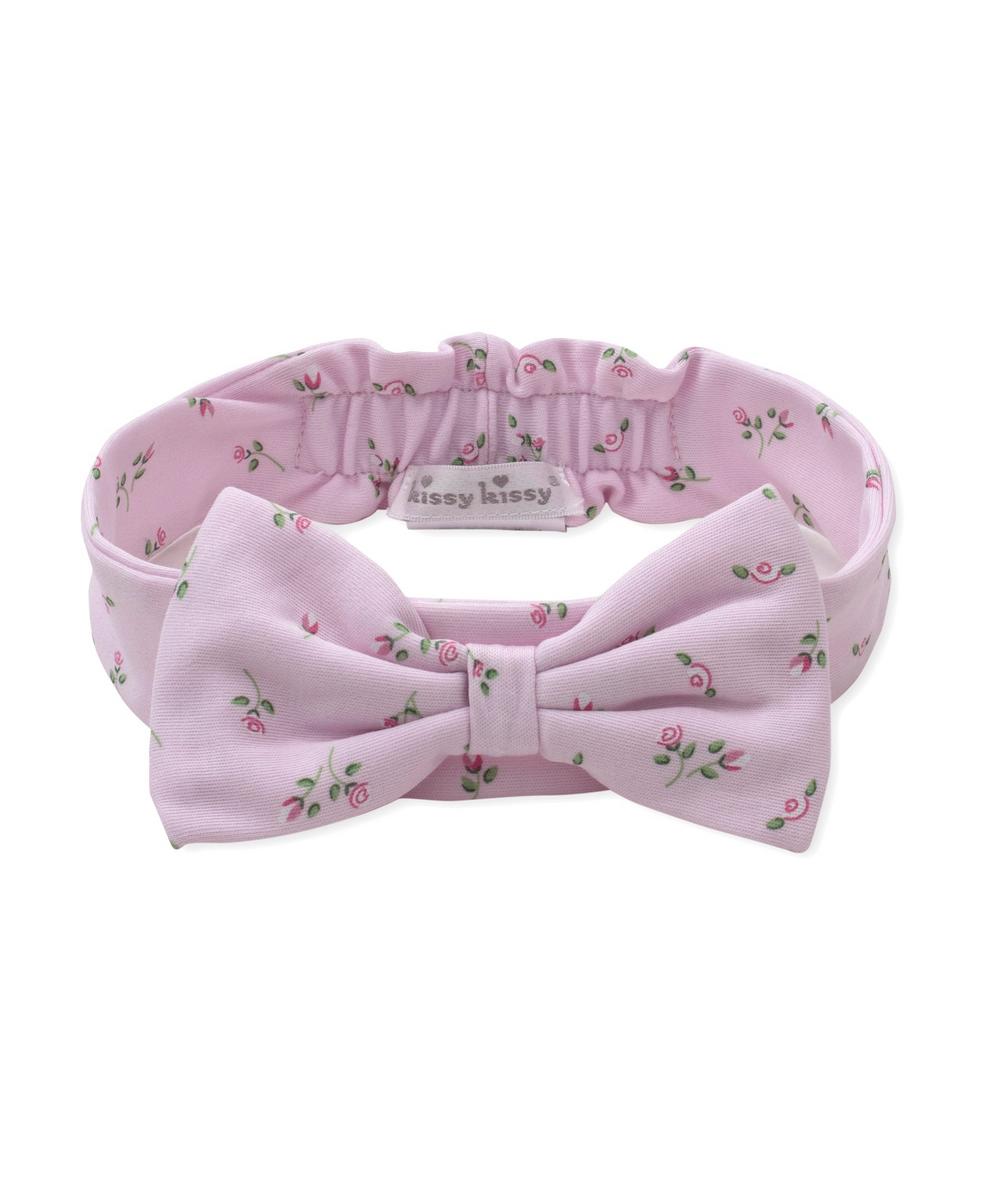 Kissy Kissy pink floral print baby headband with a bow