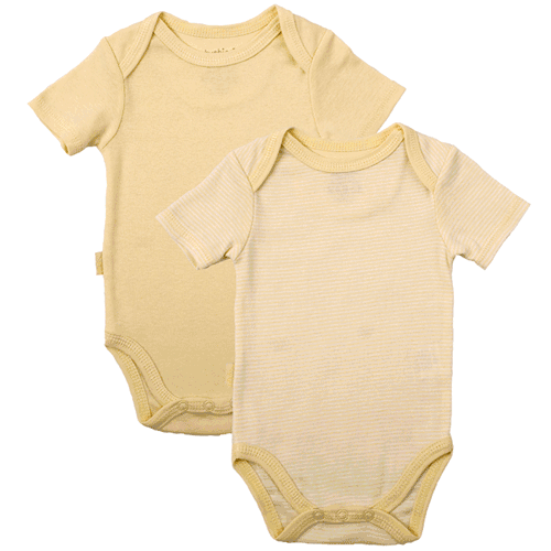 Kushies Baby Short Sleeve Solid/Stripe Bodysuit in Yellow- 3 Months