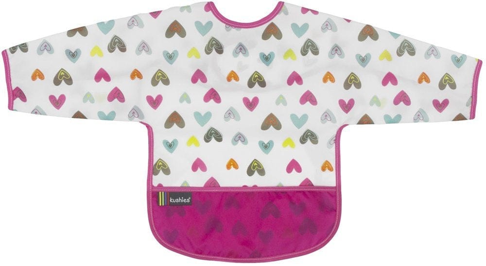 Kushies Cleanbib with Sleeves, 6 to 12 Months - Hearts - B1174-G01
