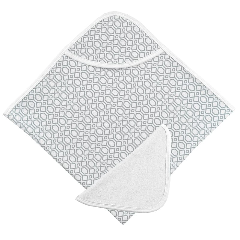 Kushies Hooded Towel & Washcloth - Grey Octagon - B568577