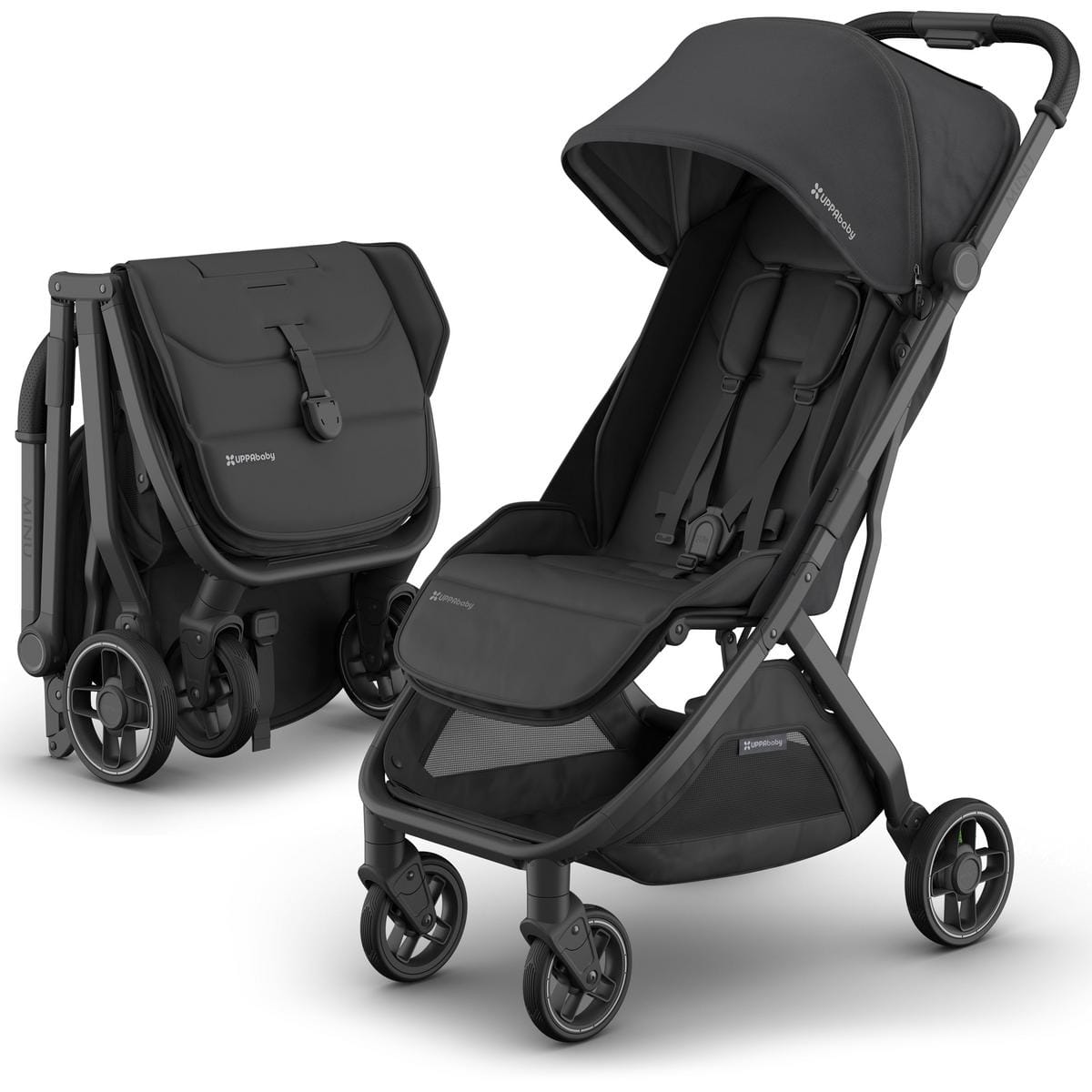 UPPAbaby OPEN BOX Minu V3 Compact Stroller - Jake (Charcoal / Carbon Frame / Black Leather) - 0803-MIN-NA-JKE-ob