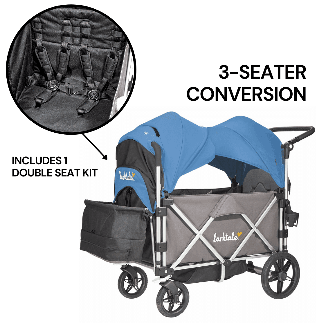 Larktale Caravan (3 Seater) Stroller Wagon Complete Bundle