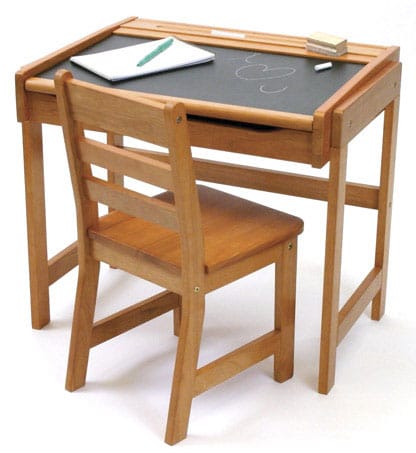 Lipper International Child's Chalkboard Desk and Chair Set - Natural Acacia - 554A