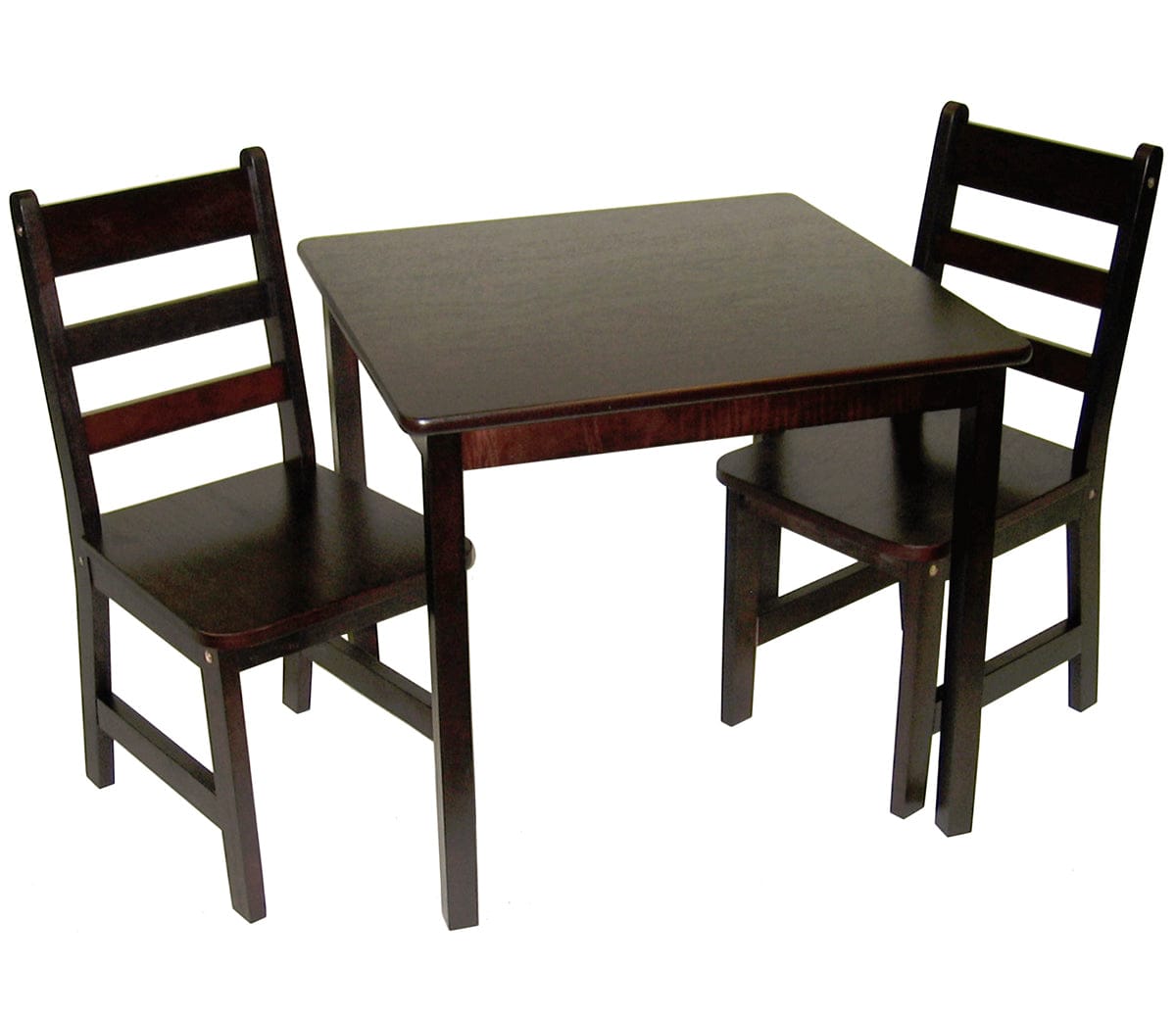 Lipper International Child's Square Table & Chairs, 3-Piece Set - Espresso