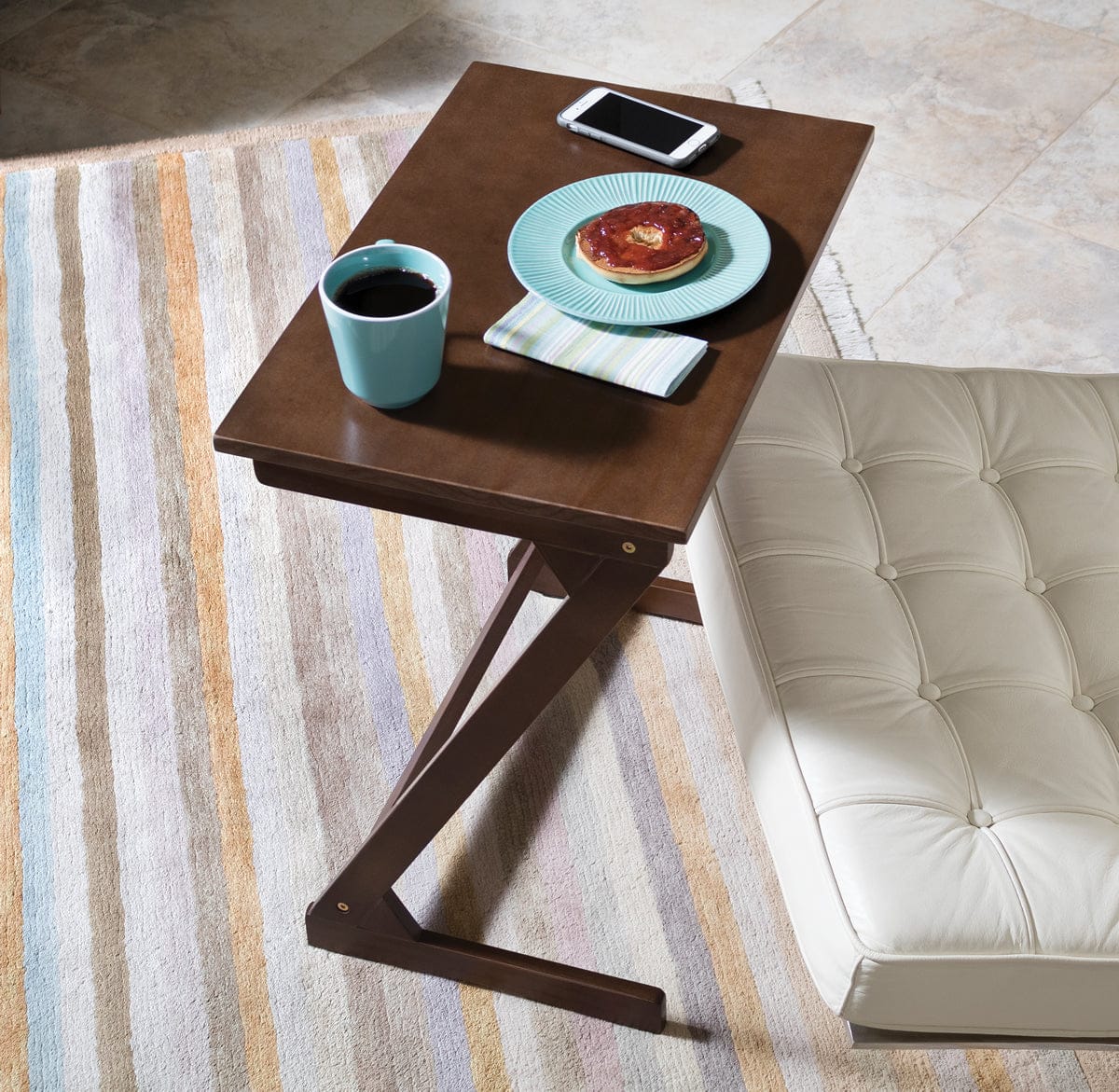Lipper International Wooden Zig Zag Table - Walnut - 542WN