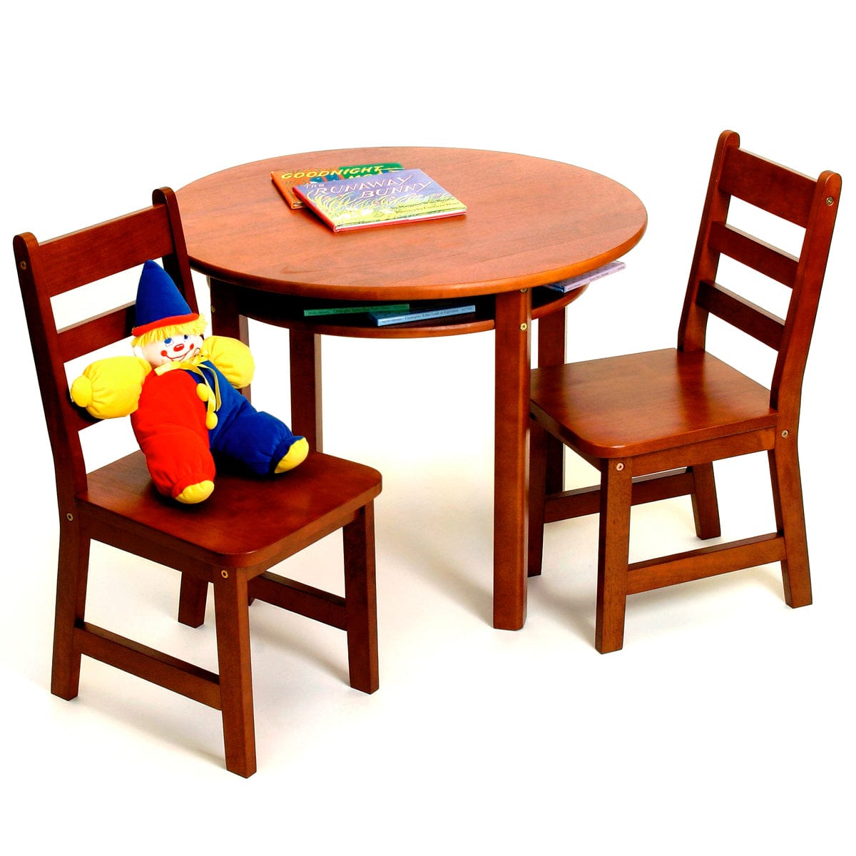 Lipper Round Table with Shelf & 2 Chairs Cherry - 524C