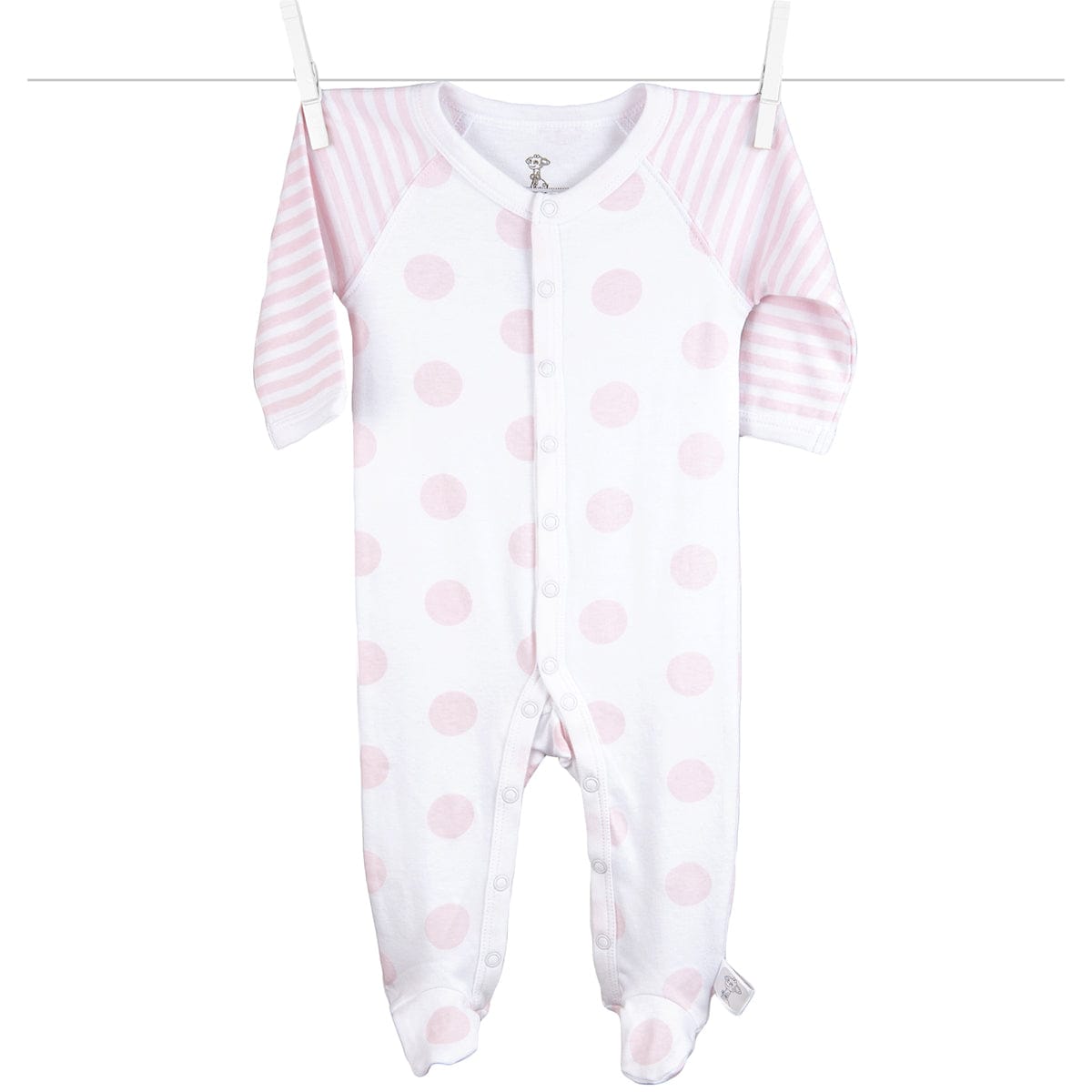 Little Giraffe Lollipop Henley Footie in Pink - 6 to 9 Months - PCLOHF6PK