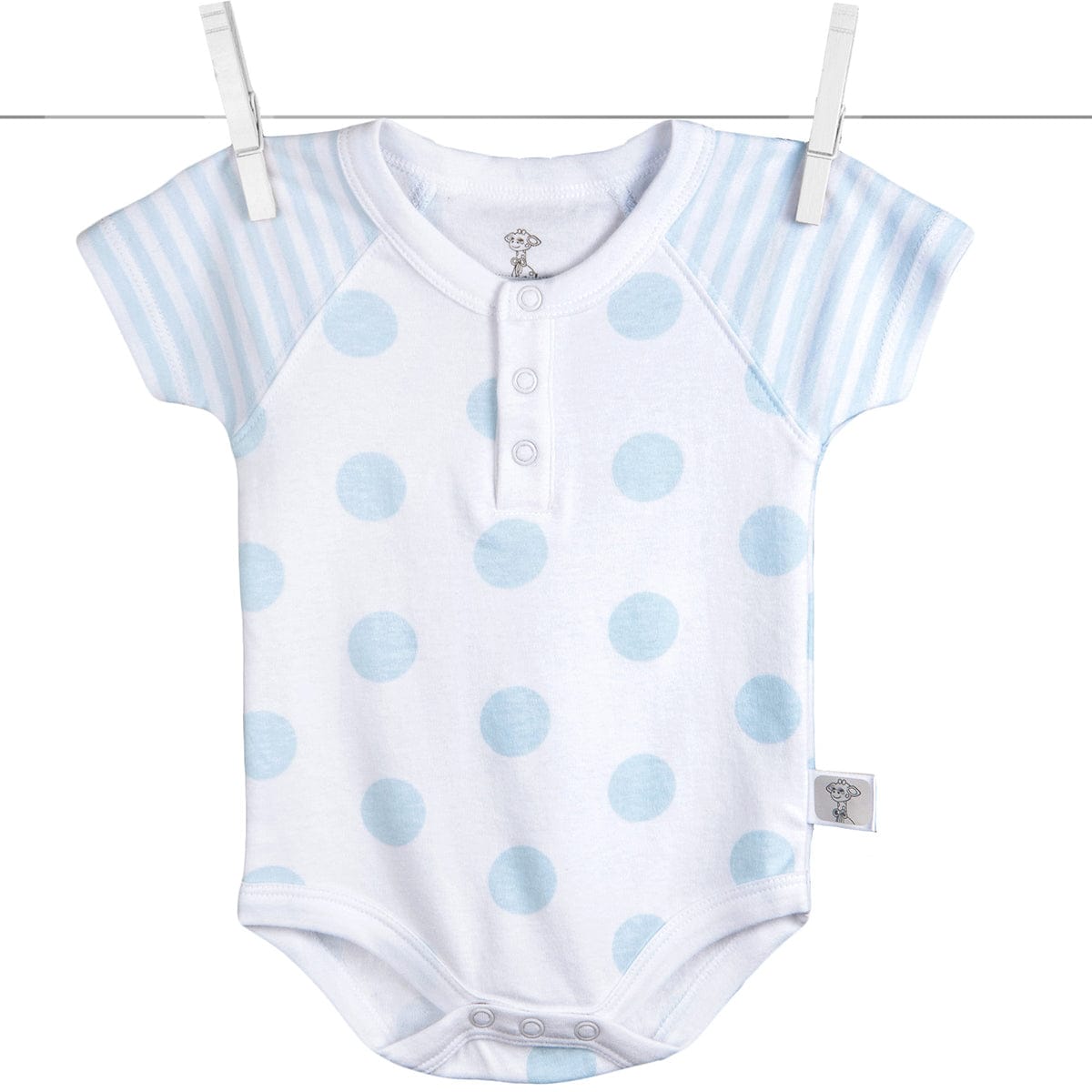 Little Giraffe Lollipop Henley Bodysuit in Blue - 3 to 6 Months - PCLOHO3BL