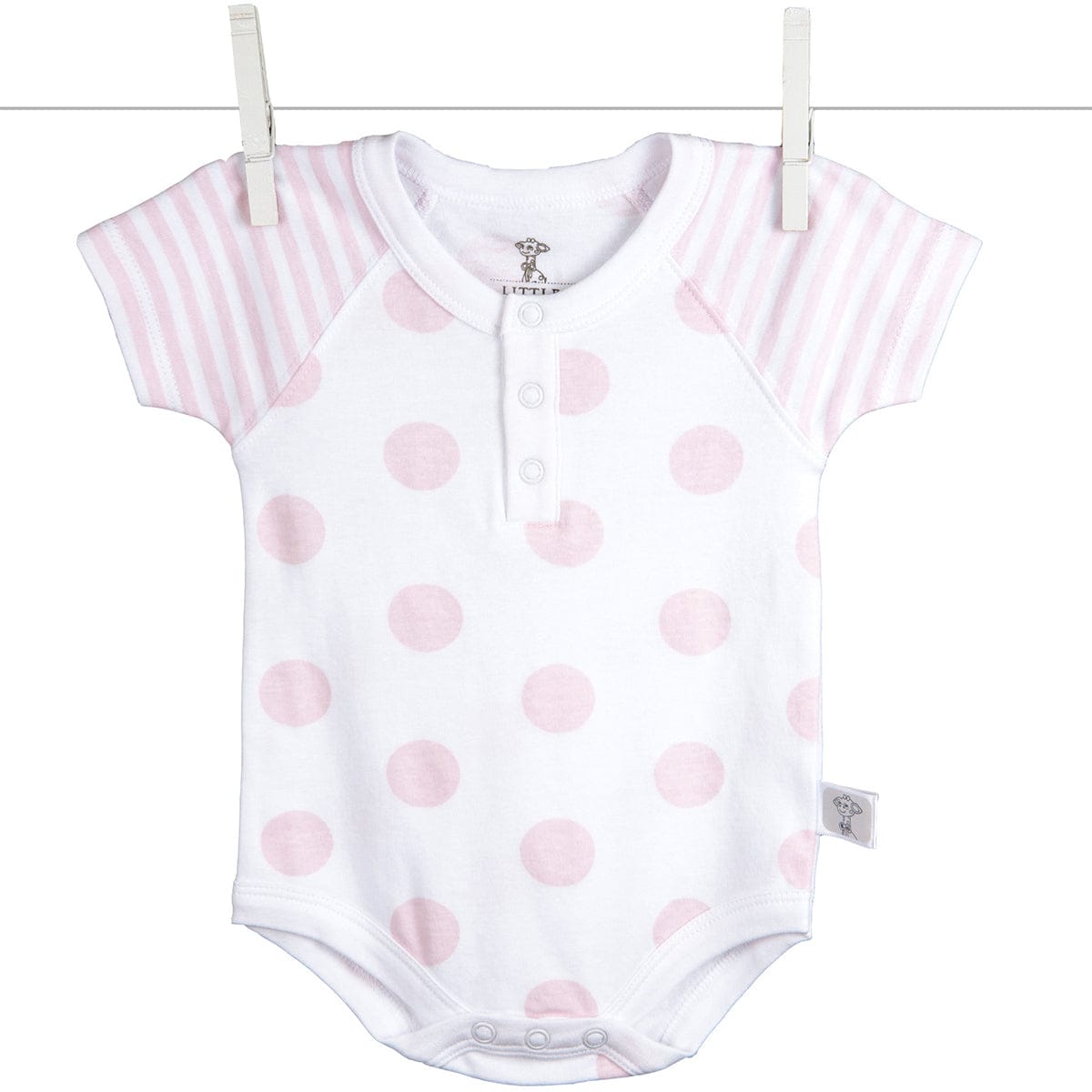 Little Giraffe Lollipop Henley Bodysuit in Pink - 3 to 6 Months - PCLOHO3PK