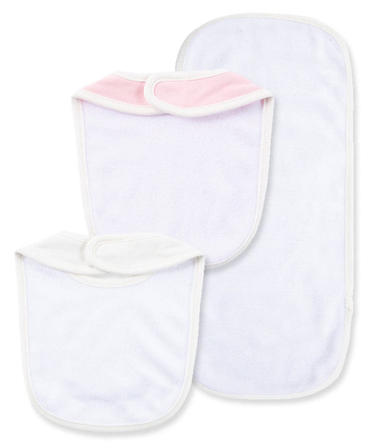 Little Me Vintage Rose Bib & Burp Set - White Floral, One Size