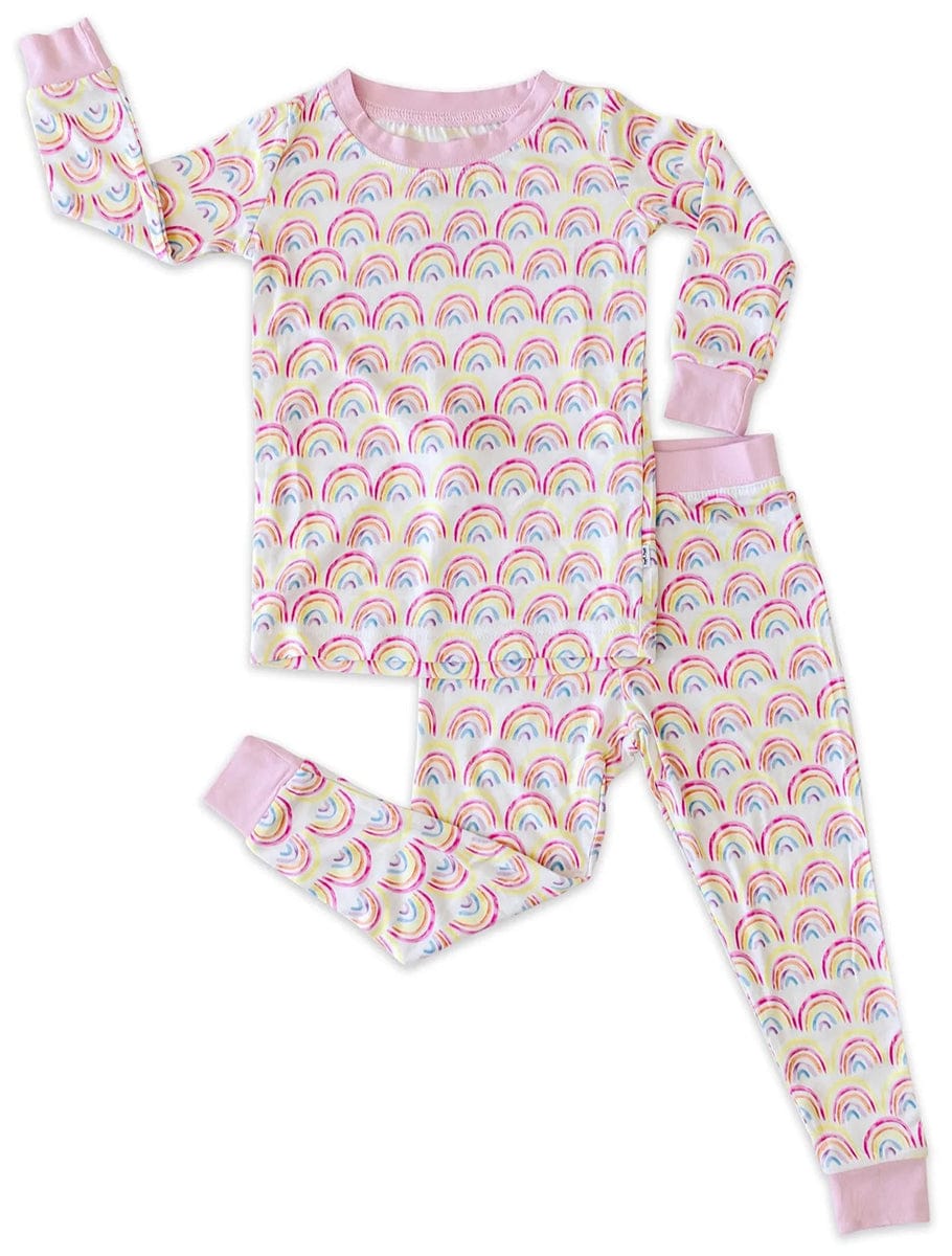 Little Sleepies Two-Piece Bamboo Viscose Pajama Set - Pastel Rainbows, 9/10 - LS-PJ-RAIN-16