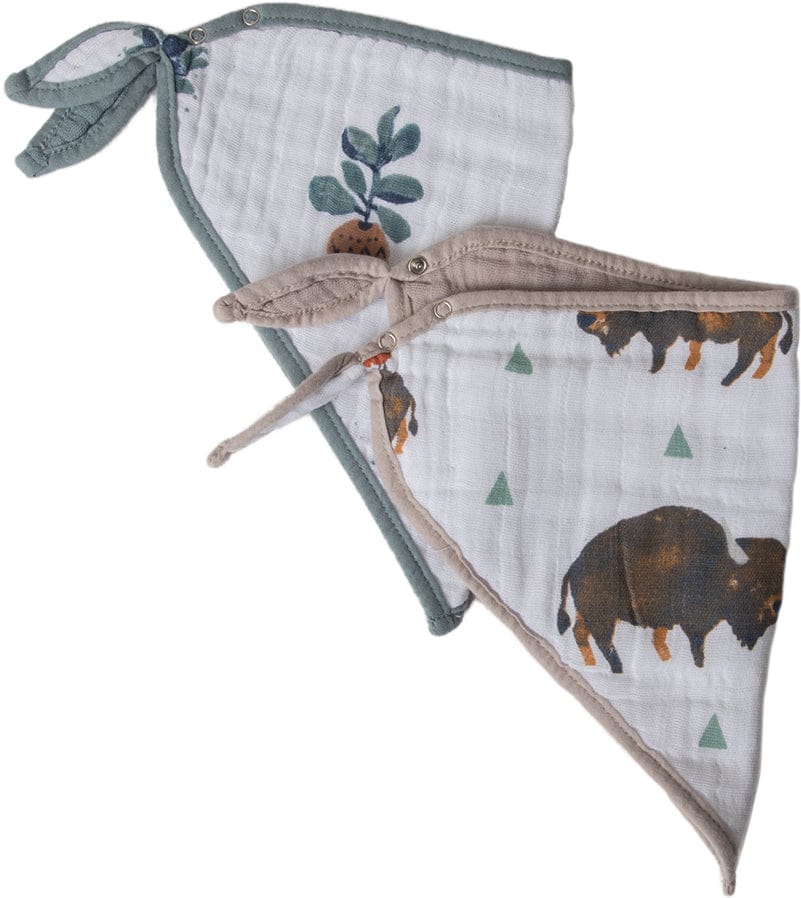 Little Unicorn Cotton Bandana Bib 2-Pack - Bison - UF0110