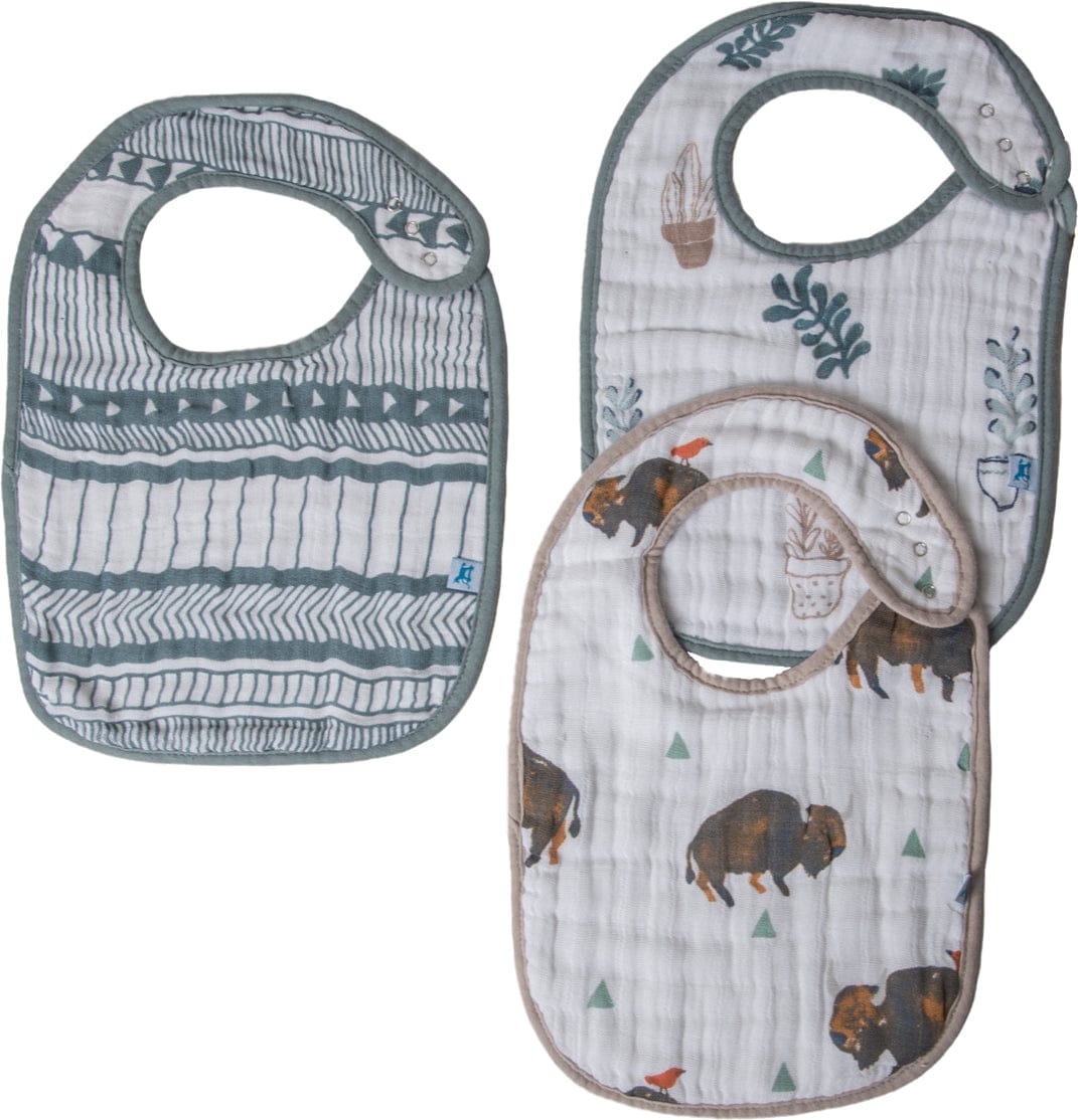 Little Unicorn Cotton Classic Bib 3-Pack - Bison - UF0008
