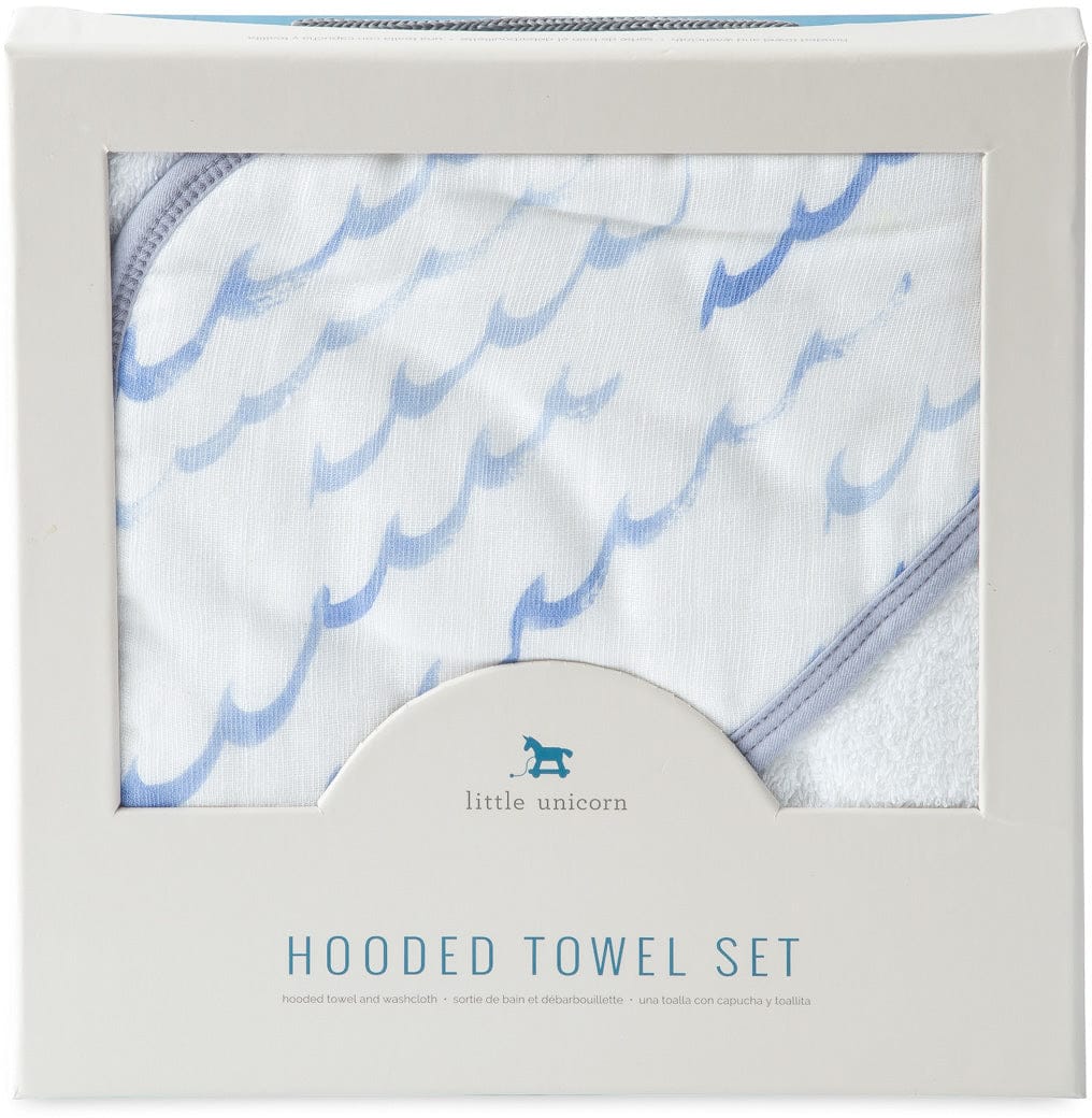 Little Unicorn Cotton Hooded Towel & Wash Cloth - High Tide - UH0023