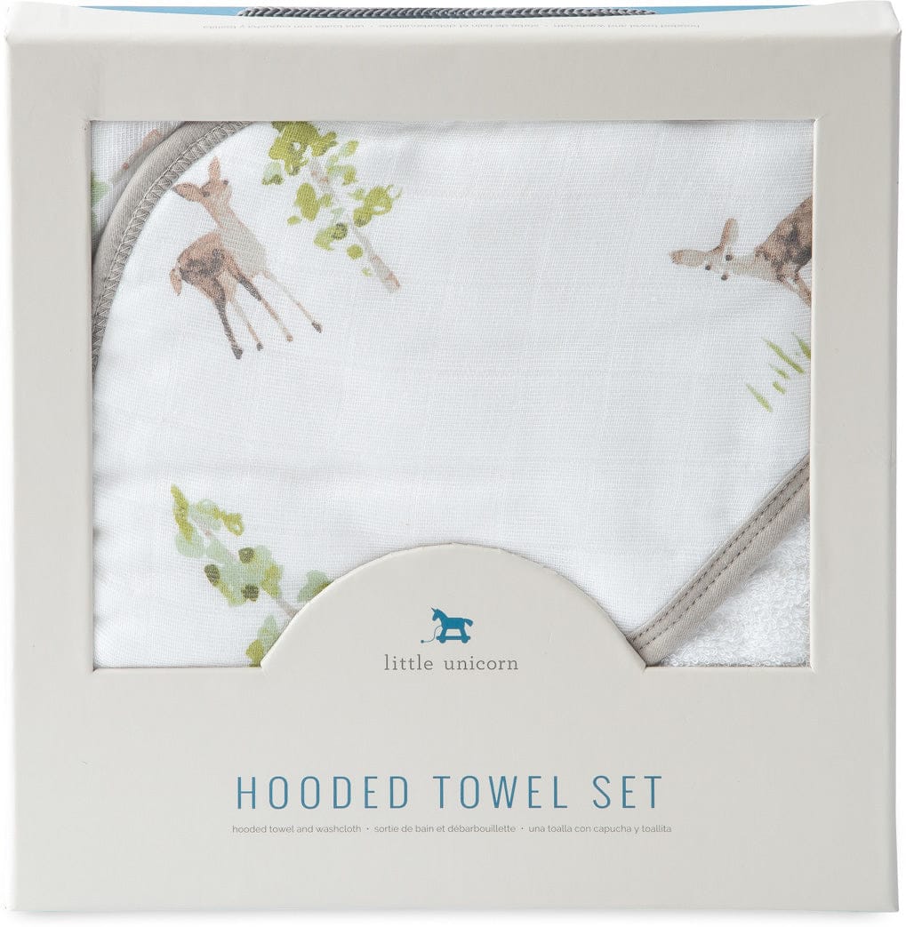 Little Unicorn Cotton Hooded Towel & Washcloth - Oh Deer