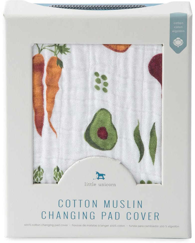 Little Unicorn Cotton Muslin Changing Pad Cover - Farmers Market - UN0517