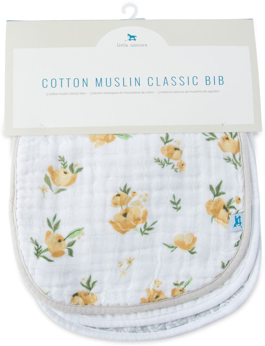 Little Unicorn Cotton Classic Bib 3-Pack - Yellow Rose - UF0016