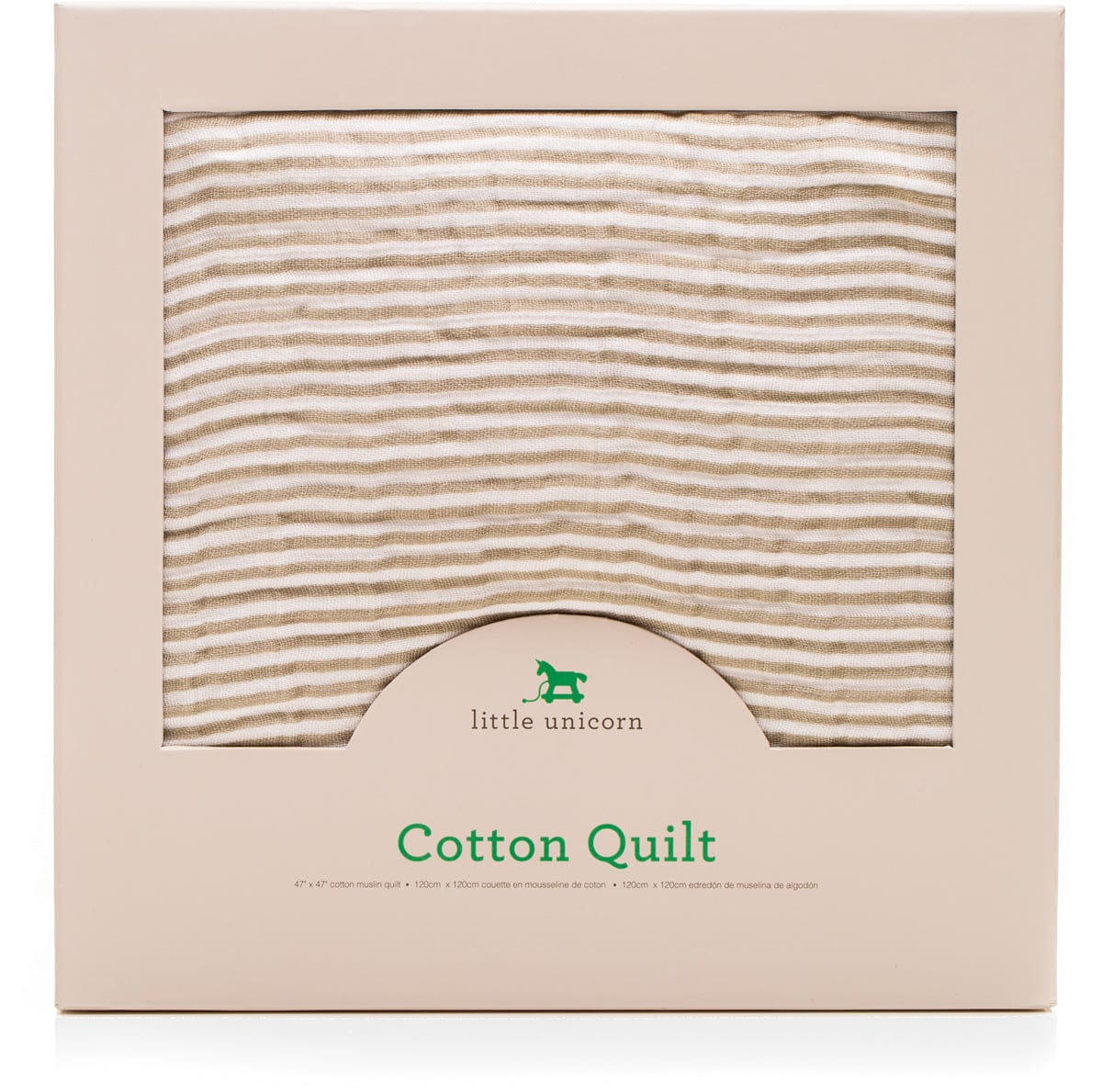 Little Unicorn Cotton Muslin Quilt - Grey Stripe - UB0207
