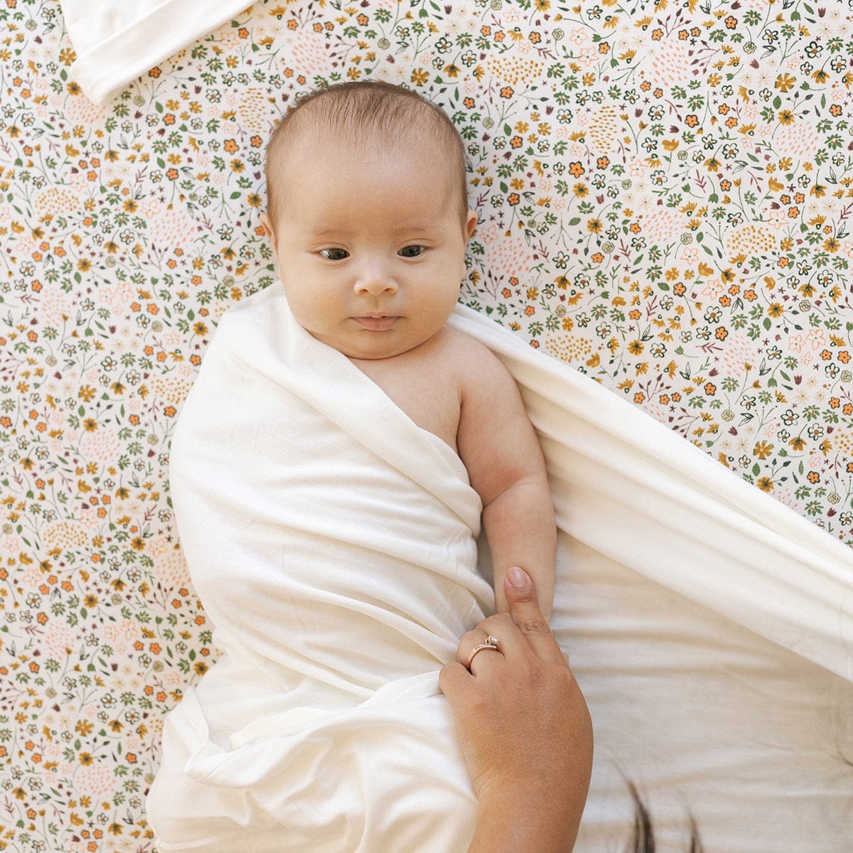 Little Unicorn Stretch Knit Crib Sheet - Pressed Petals - UN1204