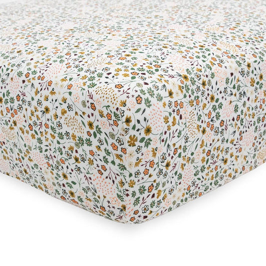 Little Unicorn Stretch Knit Crib Sheet - Pressed Petals - UN1204