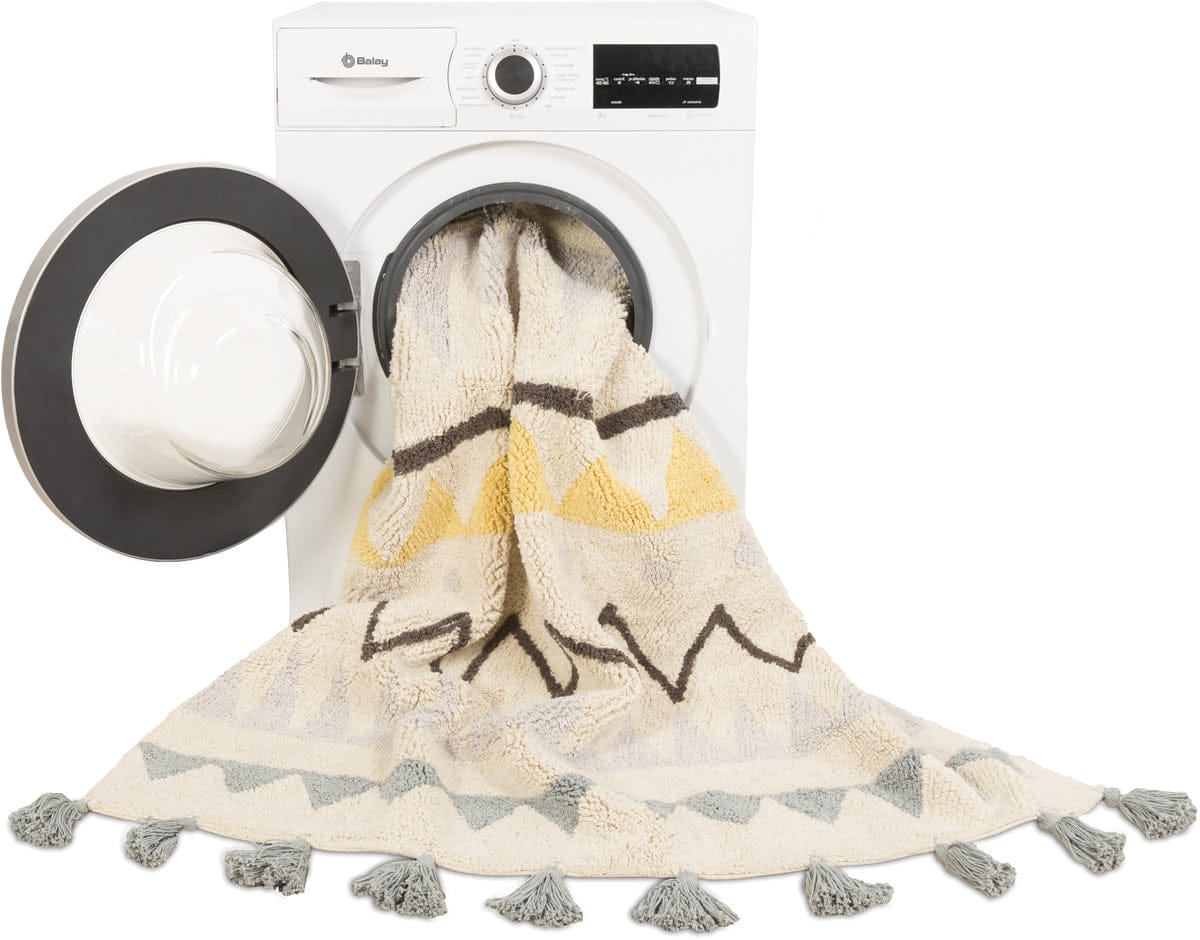 Lorena Canals Azteca Rug - Natural/Vintage Blue (4' 8" x 6' 7") - C-AZ-NVB-L