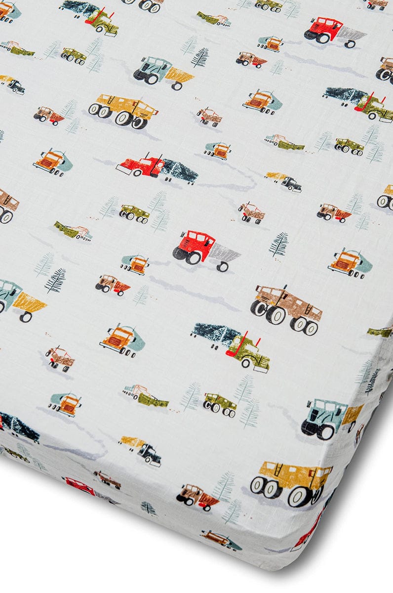 Loulou Lollipop Fitted Crib Sheet - Happy Trucks - CRIBHPT