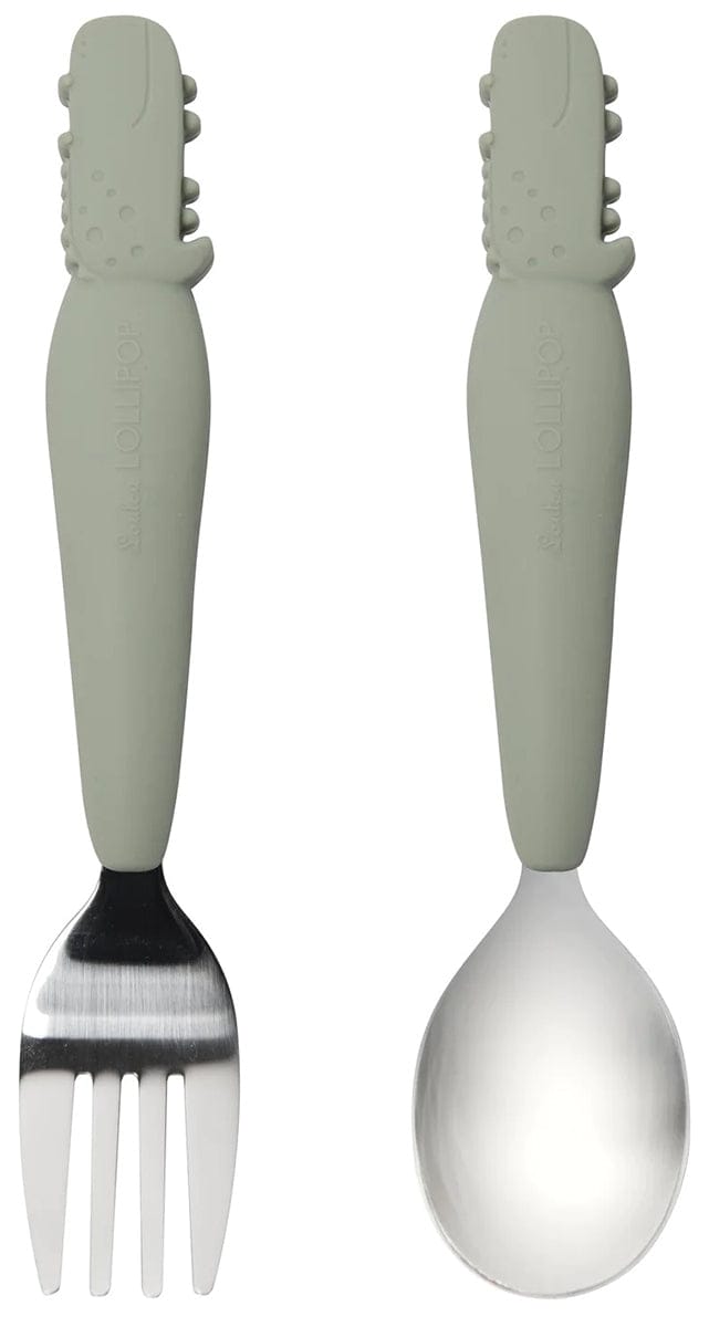 Loulou Lollipop Kids Spoon and Fork Set - Born To Be Wild - Alligator - TSET-001-SAG