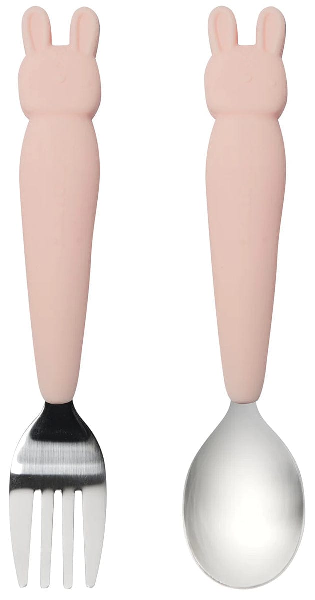 Loulou Lollipop Kids Spoon and Fork Set - Born To Be Wild - Bunny - TSET-002-BPK