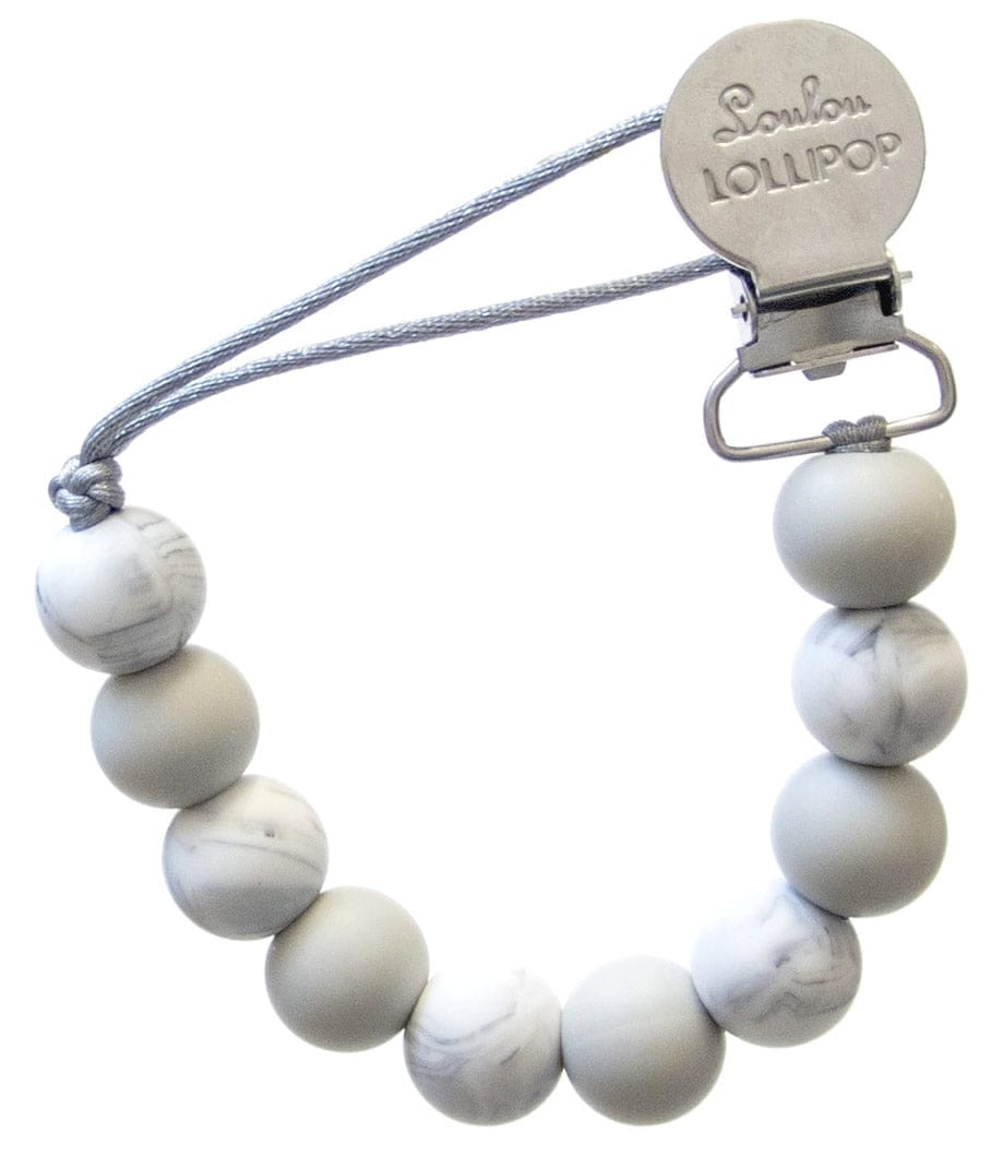 Loulou Lollipop Lolli Soother Holder - Marble/Grey - LOLLIMAR