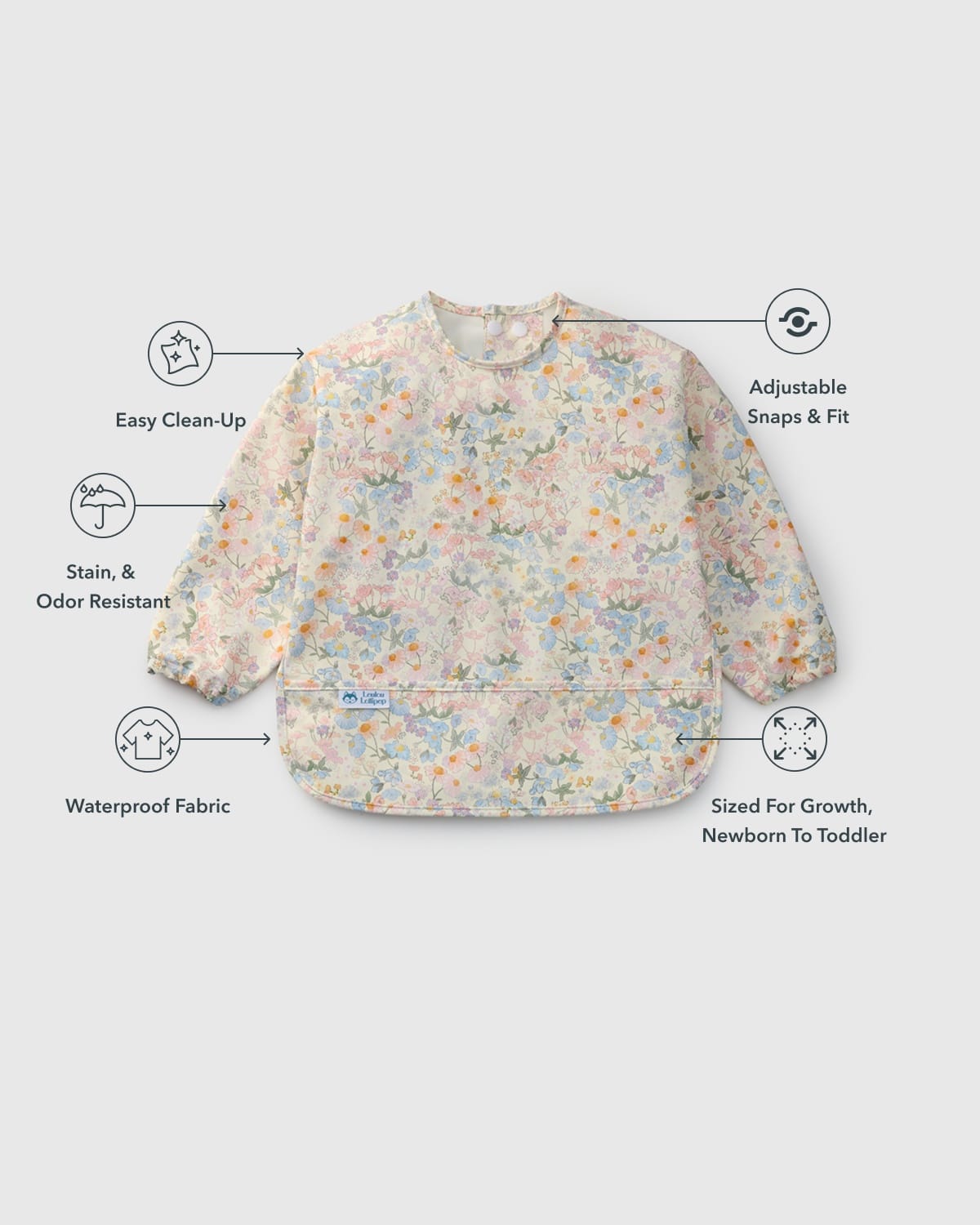 Loulou Lollipop Long Sleeve Bib - English Garden - Image 4