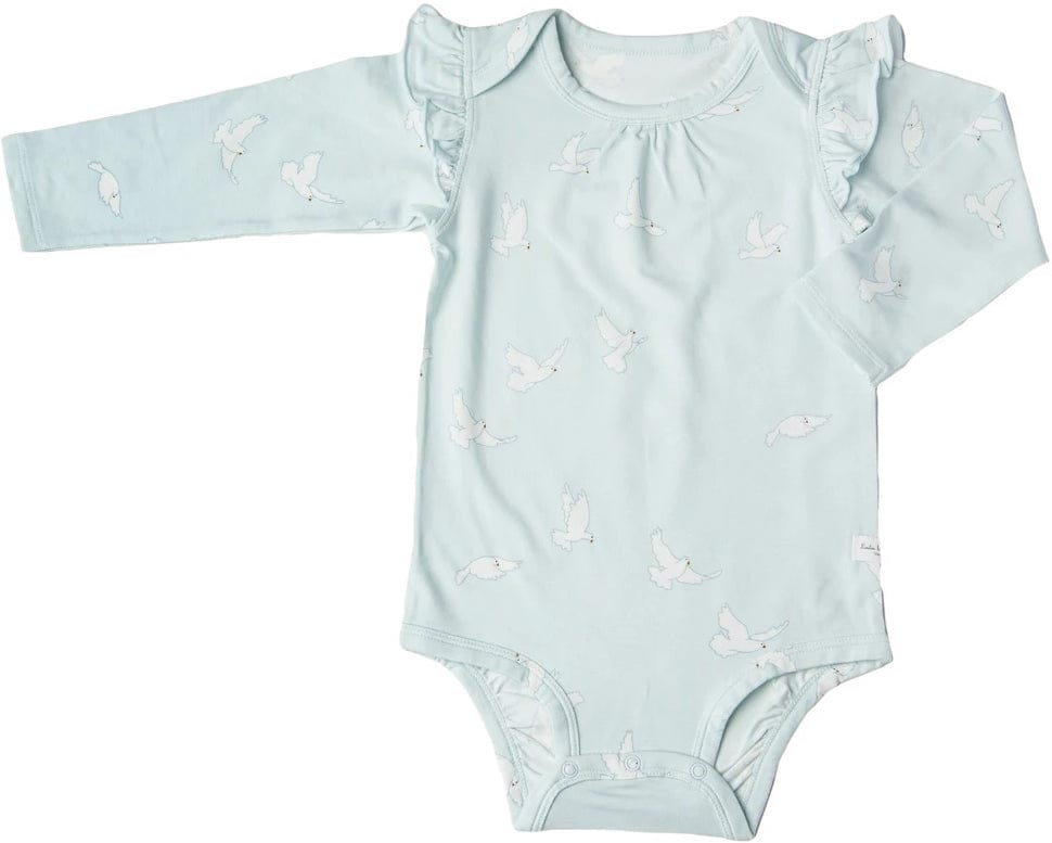 Loulou Lollipop Long Sleeve Bodysuit in TENCEL - Peace Dove (0-3 M) - BA3001FB-PDV-1