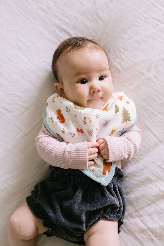 Loulou Lollipop Luxe Muslin Bandana Bib Set - Forest Friends - BIBFORFDS