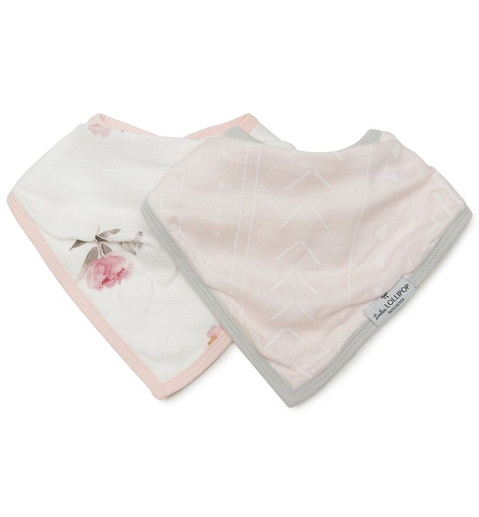 Loulou Lollipop Luxe Muslin Bandana Bib Set - Pink Peony - BIB-PEONY