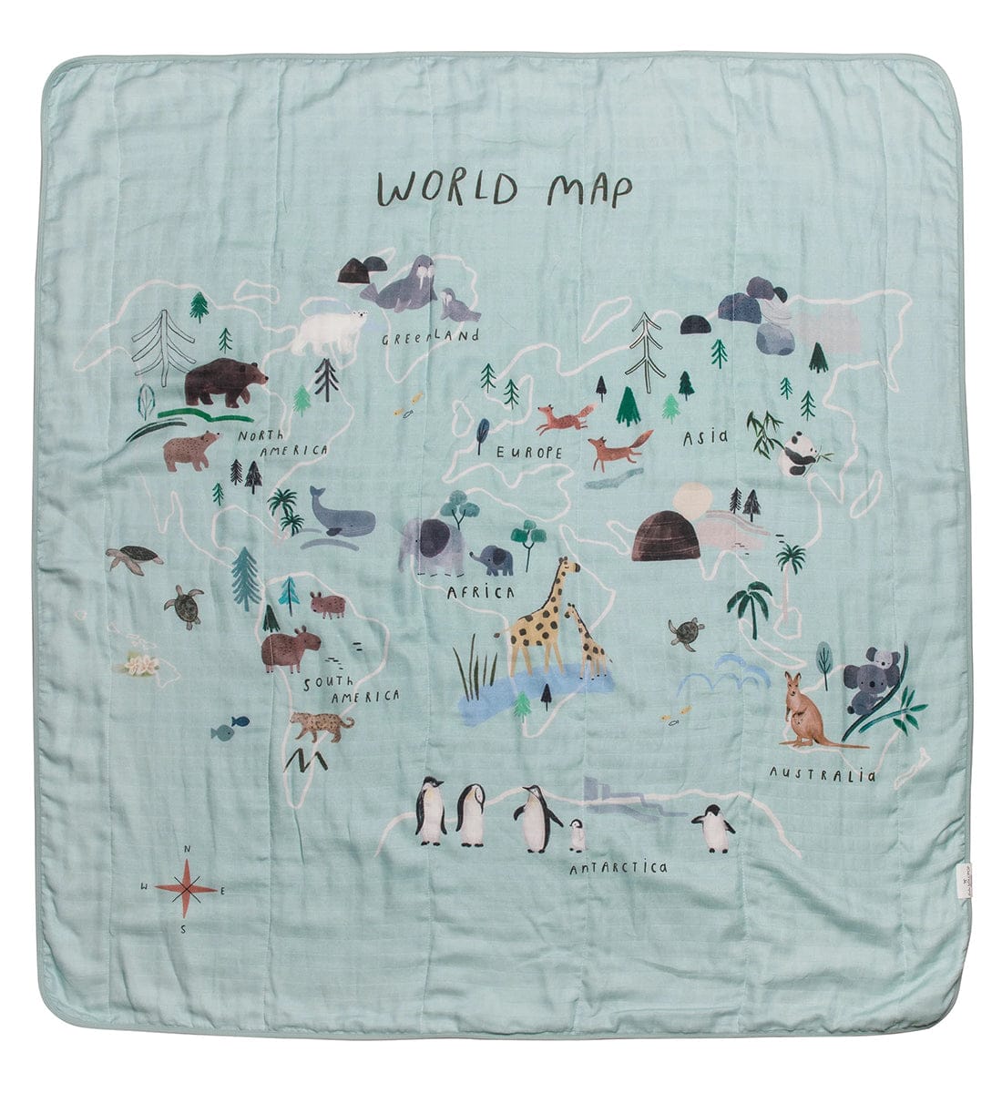 Loulou Lollipop Muslin Quilt - World Map - QTWMP