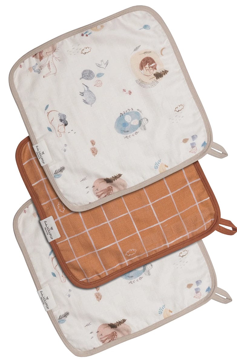 Loulou Lollipop Washcloth 3-Piece Set - Cozy Forest - WASHCZF