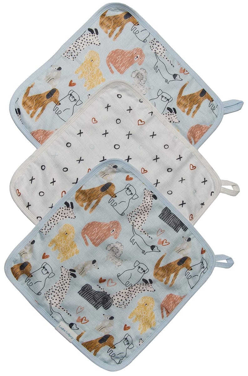 Loulou Lollipop Washcloth 3-Piece Set - Honey Puppies - WASHHNP