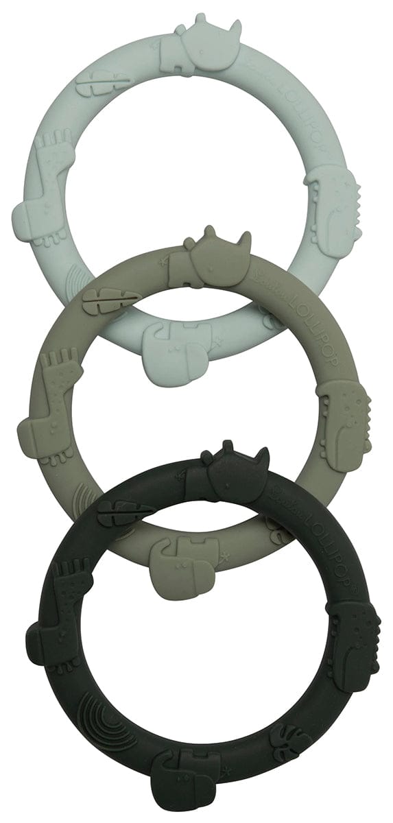 Loulou Lollipop Wild Teething Ring Set - Sage Green - WRGSTSAG